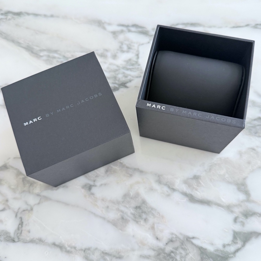 Marc by Marc Jacobs Watch Box Matte Black Square Storage Case with Pillow